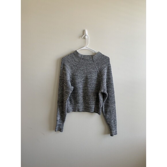 Free People Mock Neck Cropped Sweater Long Sleeve Heather Gray Women Size Small - Picture 1 of 5